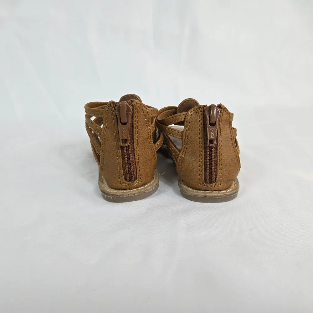 Old Navy Toddler Girls Tan Faux Leather Strappy‎ Back Zip Gladiator Sandals 5